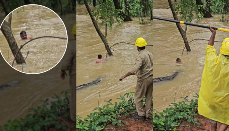 A daring attempt, KSEB lineman as rescuer; adventurously Replaced the broken electric wire that stuck in the strongly flowing stream