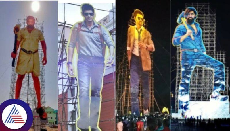 world tallest and largest Cutout south Indian film stars Yash Surya Vijay and NTR sat