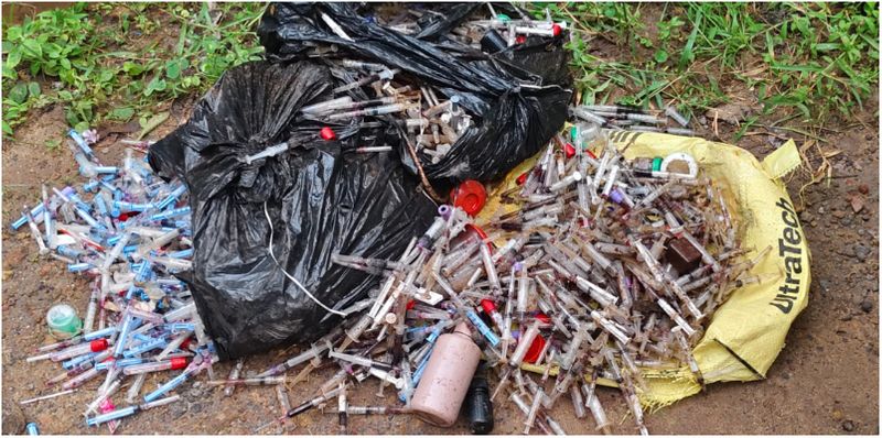 used syringes test tubes harmful lab wastes threw in public place 2nd std student intervened found the culprit  