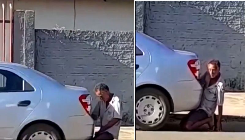 Man perform obscene act with parked car exhaust internet reacts viral video ckm