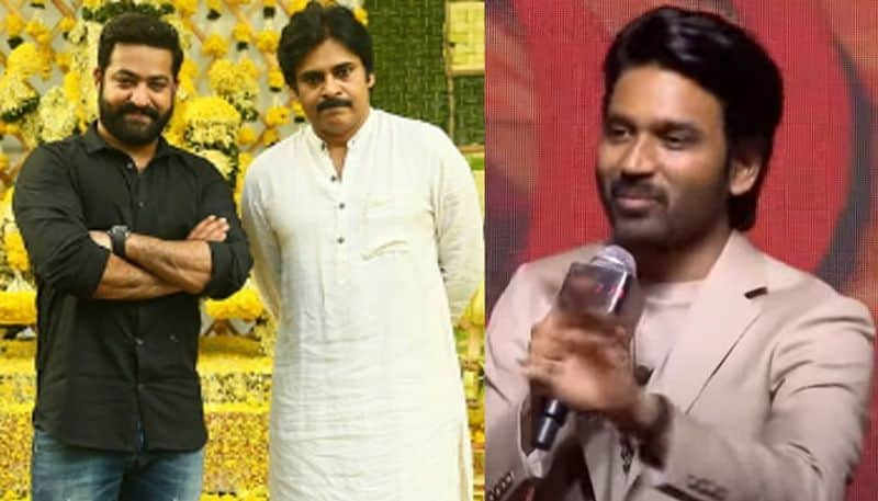 dhanush interesting statement on pwan kalyan ntr and rajinikanth arj 