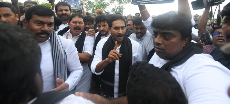 YSRCP protests during assembly meetings.. Jagan wearing a black scarf GVR