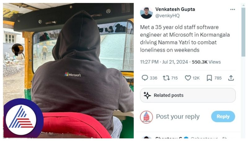 Bengaluru  Microsoft techie turns auto rickshaw driver  on weekends to combat loneliness gow