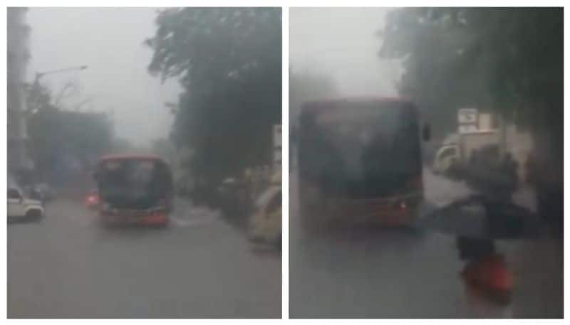 Video of a bus moving through tyre-covered water in Mumbai leaves social media baffled