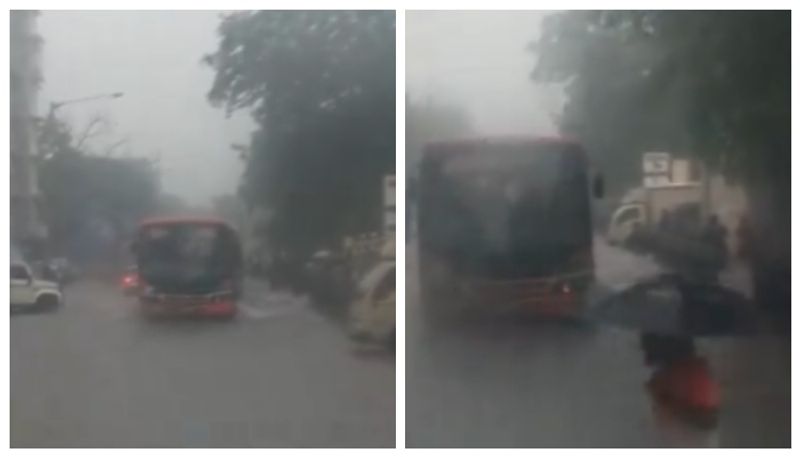 Video of a bus moving through tyre-covered water in Mumbai leaves social media baffled