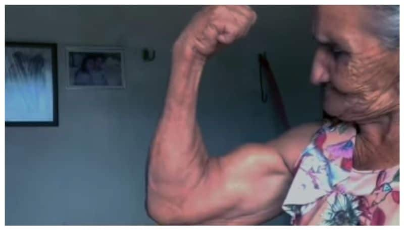 video of grandma clenching her fist and enlarging her muscles has gone viral on social media