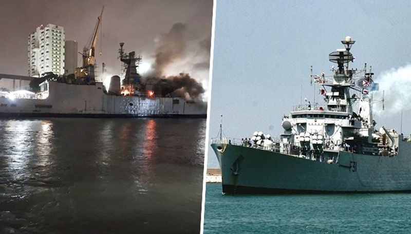 INS Brahmaputra caught fire, one sailor missing, Rajnath directs Navy chief to take action AJR