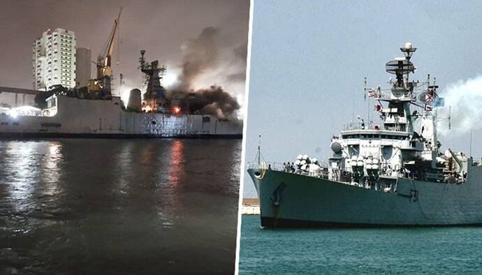 INS Brahmaputra caught fire, one sailor missing, Rajnath directs Navy chief to take action