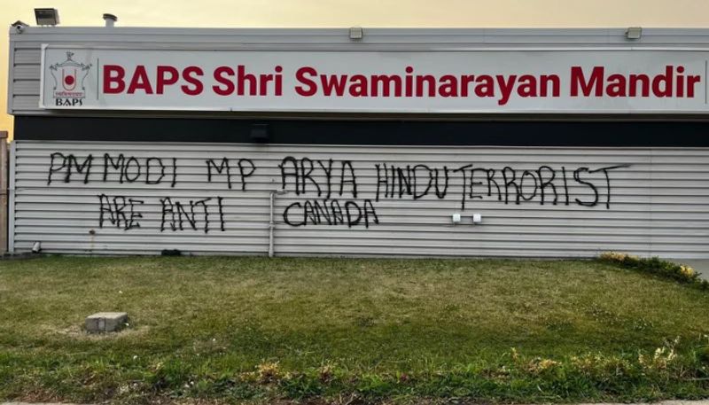 BAPS Swaminarayan Temple defaced in Canada with anti-India graffiti anr