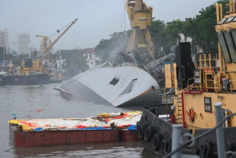 INS Brahmaputra heavily damaged in fire One sailor missing akb