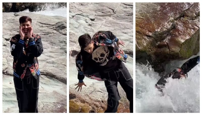 edited video of a Vlogger fell into the water falls and died but the original is different 