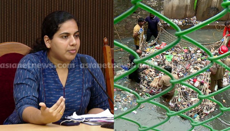 Amayizhnjan ditch waste Trivandrum corporation mayor Arya suspends Health Inspector