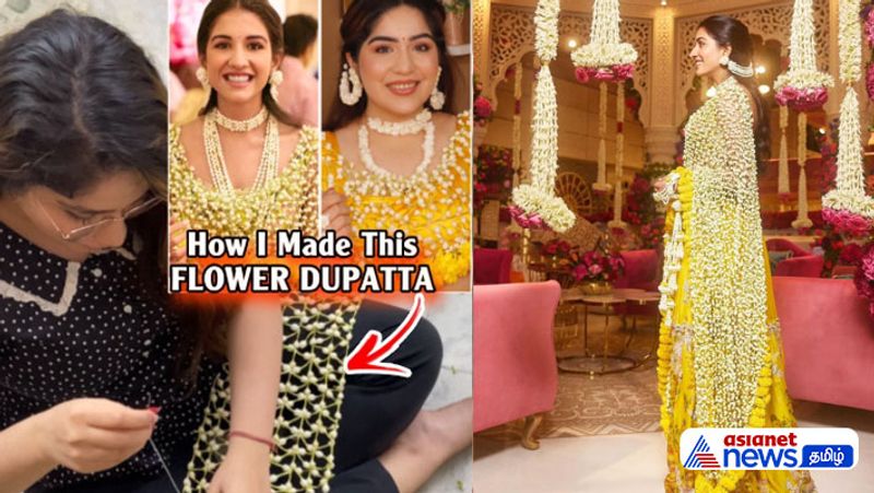 Recreation of Radhika Merchant's Floral dupatta, That's a lakh of rupees, it is only 2000 rupees! dee