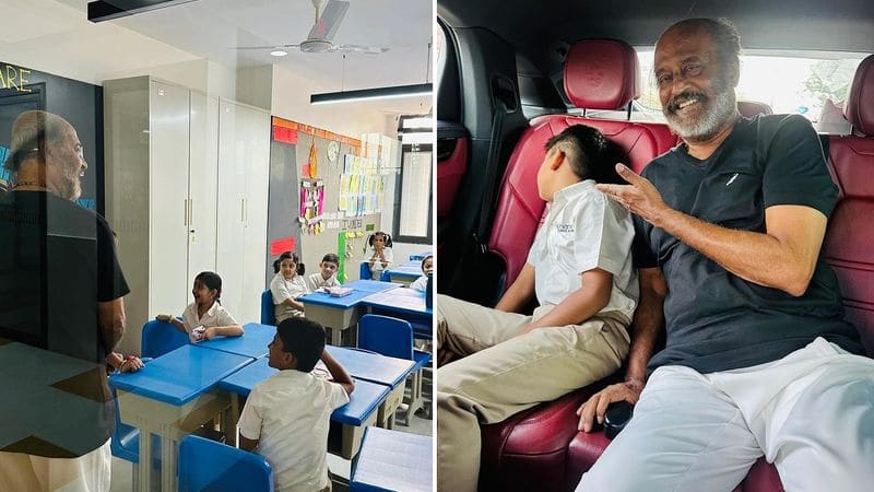 Rajinikanth Drop His Grandson To School Soundarya Rajinikanth Shares Photos gvd