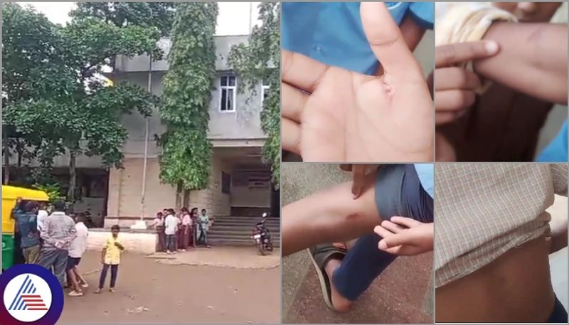 Belgavi Morarji school hindi teacher beaten to students in Salahalli sat