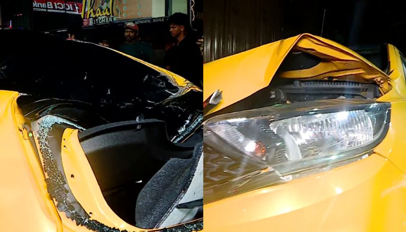 Tata Tiago crashed during Bromance movie shooting in Kochi 