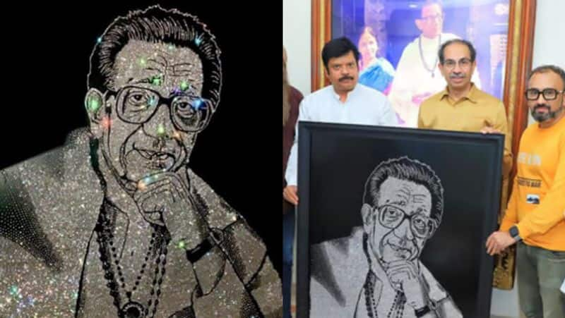 Balasaheb Thackeray Highlight in a 27,000-diamond portrait-rag