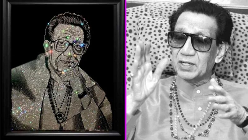 Balasaheb Thackeray Highlight in a 27,000-diamond portrait-rag