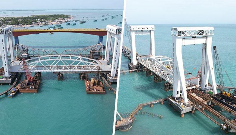 India's pioneering first vertical lift sea bridge to be opened soon for public at Pamban near Rameswaram (WATCH) anr