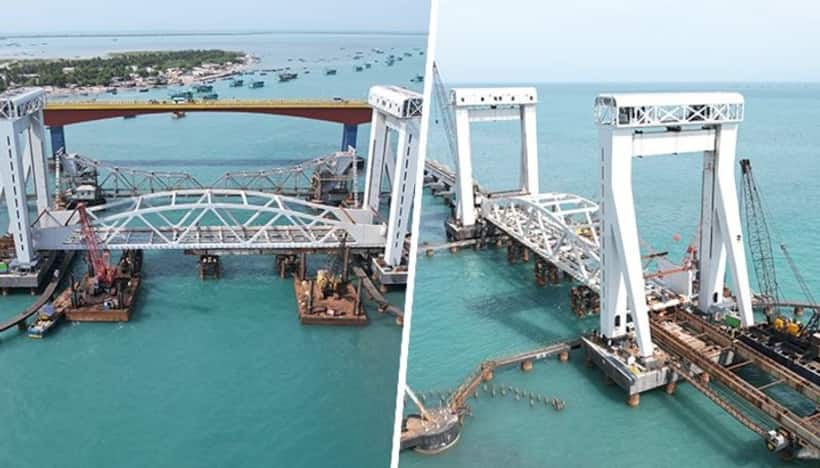 India's first vertical lift sea bridge to be opened soon for public at Pamban near Rameswaram (WATCH)