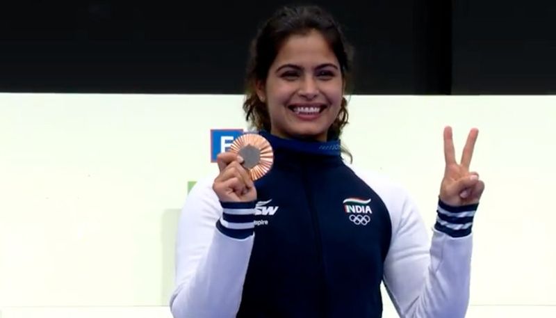 Indian Shooter Manu Bhaker finished 3rd and bagged the Indias first Medal bronze in the 10m air pistol category at Paris Olympics 2024 rsk