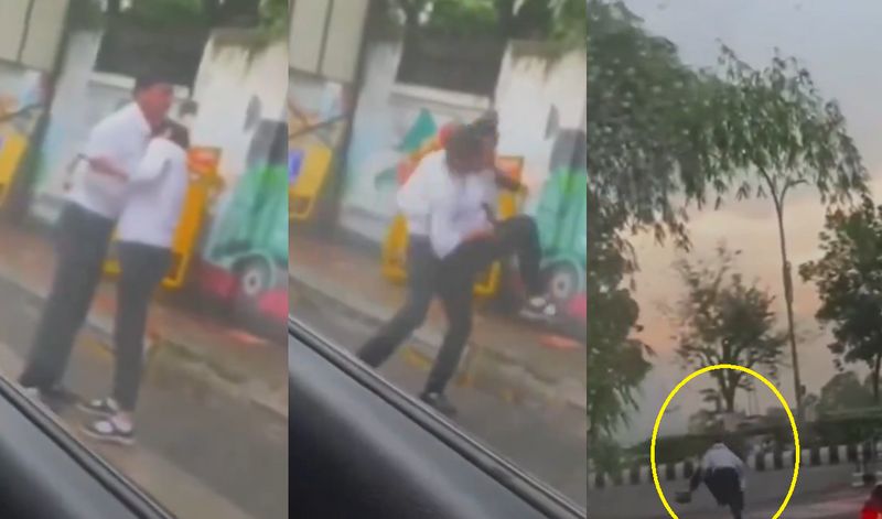 Romance of a drunken couple in middle of public road captured video goes viral ckm