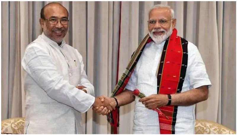 Prime Minister narendra modi held a discussion with the Chief Minister of Manipur