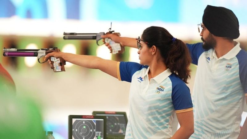 Indian Shooters Manu Bhaker and Sarabjot Singh pair reached final for bronze medal match in 10m Air Pistol Mixed Team event at Paris 2024 Olympics rsk