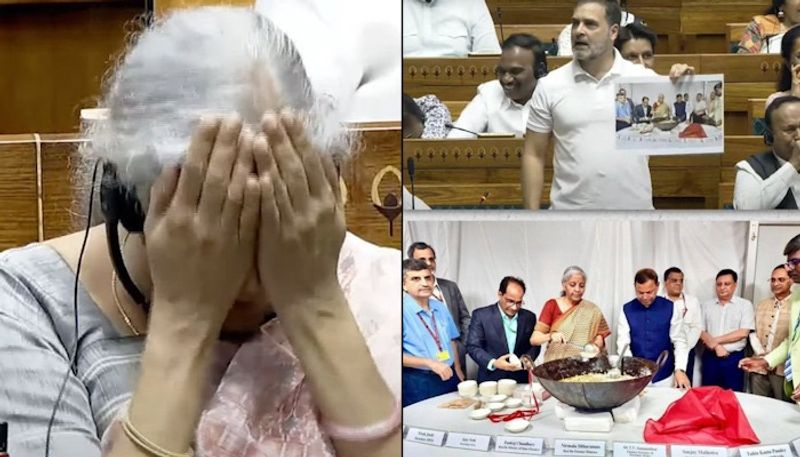 FM Sitharaman's facepalm during Rahul Gandhi's attack over Budget halwa ceremony photo goes viral (WATCH) snt