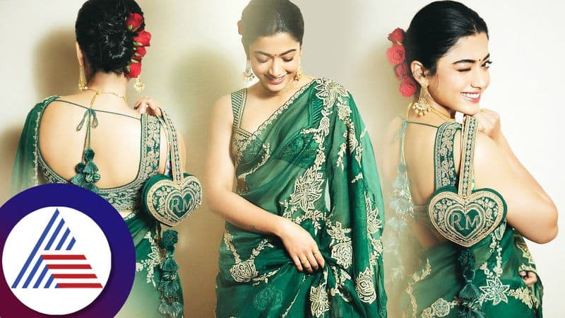 Rashmika Mandanna looks gorgeous in green saree pav