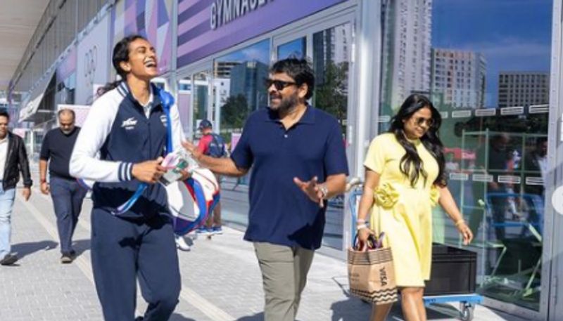 PV Sindhu gives Chiranjeevi Ram Charan Upasana tour of Paris Olympics 2024