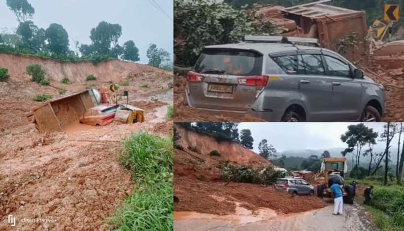 Massive landslide on Bengaluru Mangaluru NH 75 on Shiradi Ghat, 100s of vehicles stuck in traffic jam