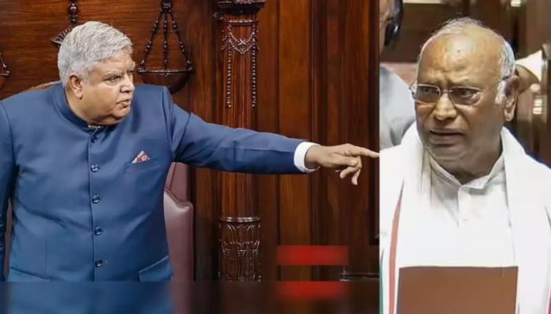 kerala s wayanad-landslides-discussion-in-rajya-sabha mallikarjun-kharge-angry-over- speaker jagdeep-dhankar-smiling mrq