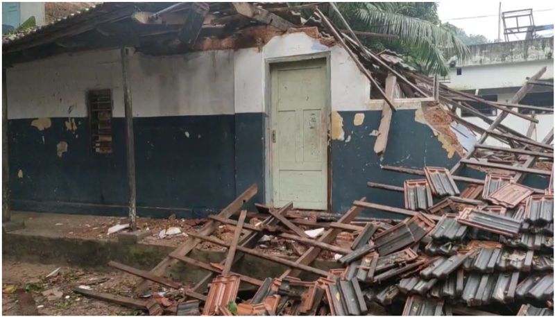 school building collapsed due to heavy wind and rain in malappuram