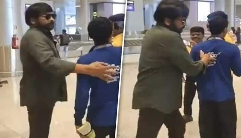 Chiranjeevi gets criticized for pushing away airport staffer trying to click selfie with him sgb