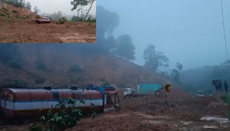 Hill collapses on Bengaluru-Mangaluru NH75 due to heavy rainfall on Shiradi ghat, vehicles stuck vkp