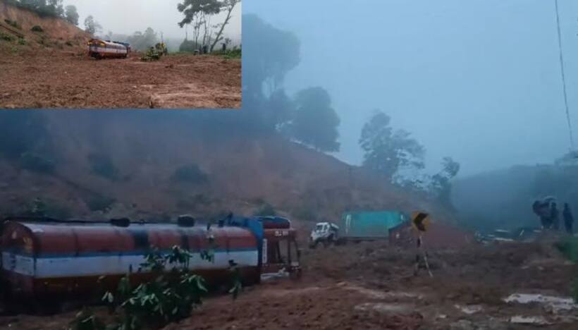 BREAKING: Hill collapses on Bengaluru-Mangaluru NH75 due to heavy rainfall in Shiradi ghat, vehicles stuck