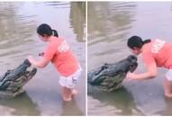 Shocking Video: Women kisses giant crocodile's head, internet reacts with horror [WATCH] NTI