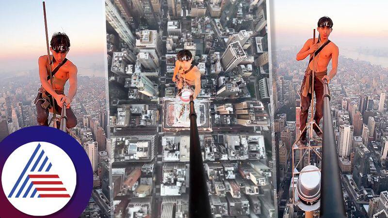 Man capture adventure stunt video at 1435 feet hight budling at New York  ckm