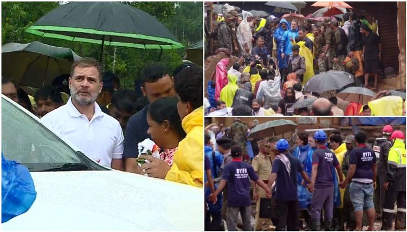 Rahul, Priyanka Gandhi visit Wayanad landslide ravaged Chooralmala anr