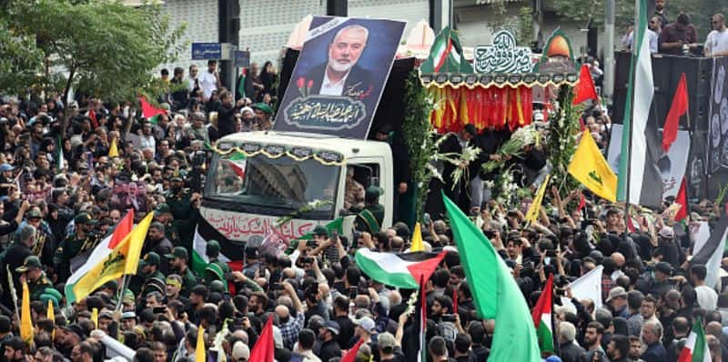 Thousands have turned out for the funeral procession in Iran of the Hamas political chief Ismail Haniyeh