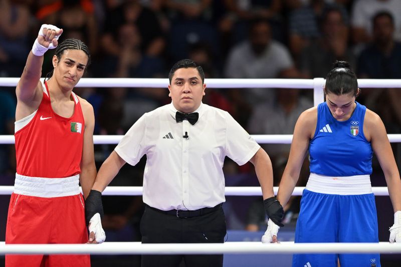 IStandWithAngelaCarini Imane Khelif's 46-second knockout win at Paris Olympics sparks gender eligibility row (WATCH) snt