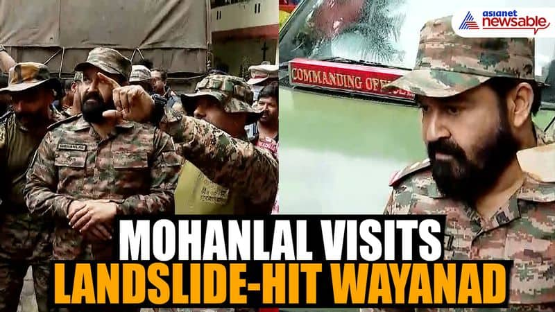 Mohanlal Visits Landslide-Hit Wayanad, Meets Territorial Army Officers WATCH anr