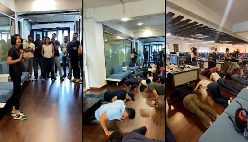 Zerodha CEO Nithin Kamath's workout session with his employees goes viral; promotes fitness (WATCH) RBA