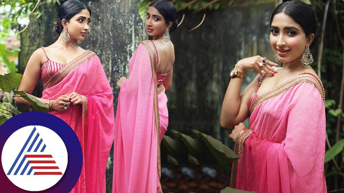 gowri film actress saanya iyer stunning look in pink saree see her cute pics gvd