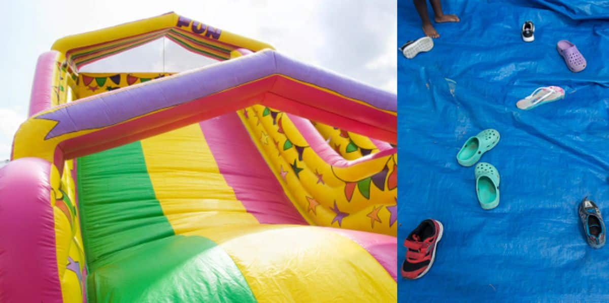 bounce house  lifted 15 to 20 feet in the air tragic death for 5 year old toddler