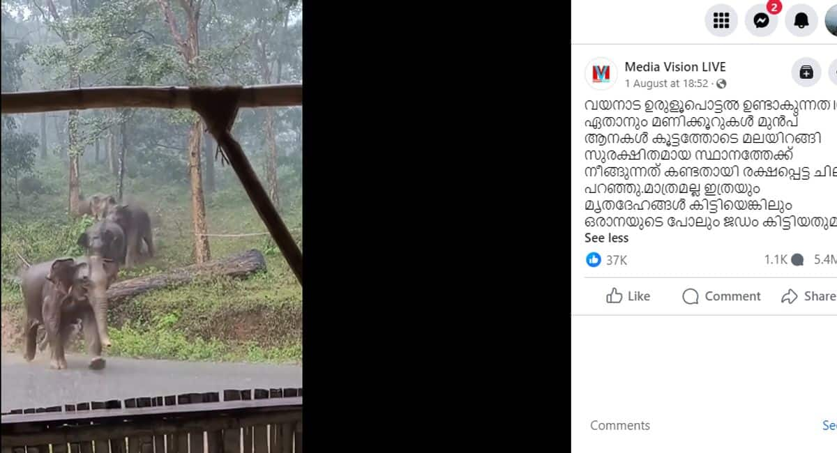 Fact Check on viral video shows Elephants escaping hours before Wayanad landslide 2024 Mundakkai 