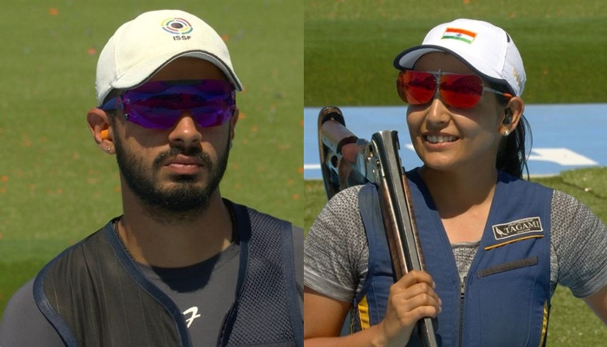 Anant Jeet Singh NARUKA Maheshwari CHAUHAN Finish 4th in SKEET MIXED TEAM san