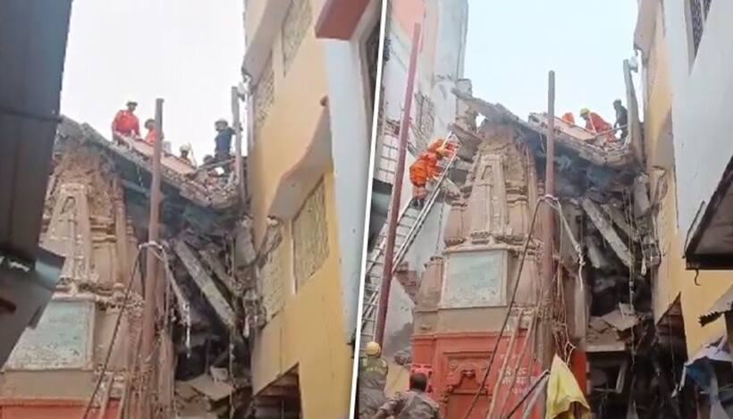 Two houses collapse in Kashi Vishwanath Temple yellow zone, 1 dead, several rescued (WATCH)