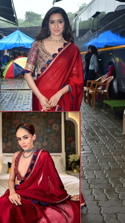 <p>नित्या बजाज की अजरख सॉलिड स्कैल्प साड़ी पहन फिल्म का प्रमोशन किया। मैरून साड़ी में एम्ब्रॉयडरी के साथ ही सीक्वेन बॉर्डर अटैच है। वेबसाइट में इस साड़ी की कीमत 48.500 रु है। <br />
 </p>
